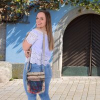 Sunsa kleine Umhängetasche, Canvas Crossbody Bag. Schultertasche mit Abstrakt Kunst Design