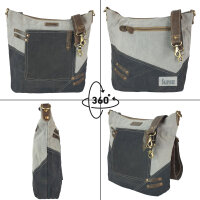 Sunsa Damentasche Canvas Umhängetasche grau/ schwarz Schultertasche Damentasche