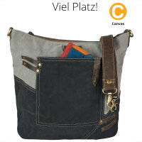 Sunsa Damentasche Canvas Umhängetasche grau/ schwarz Schultertasche Damentasche