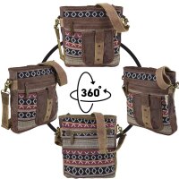 Sunsa gemusterte Umhängetasche aus Webstoff, Schultertasche mit vielen Fächern