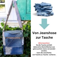 Sunsa Damen Umhängetasche in Patchwork Design. Crossbody aus Canvas & Upcycling Jeans
