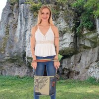 Sunsa Umhängetasche aus Upcycling Jeans & Canvas. Crossbody mit Mandala Motiv