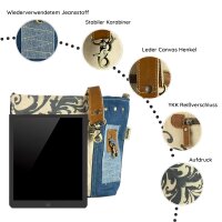 Sunsa Umhängetasche aus Upcycling Jeans & Canvas. Crossbody mit Mandala Motiv