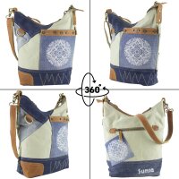 Sunsa Umhängetasche aus Jeansstoff & Canvas. Crossbody Tasche