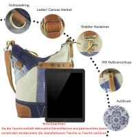 Sunsa Umhängetasche aus recycelter Jeans & Canvas. Nachhaltige Crossbody Tasche
