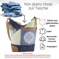 Sunsa Umhängetasche aus Upcycling Jeans & Canvas. Crossbody Tasche