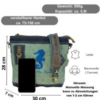 Sunsa Damentasche Maritim Umhängetasche Schultertasche blaue Crossbody mit Seepferd
