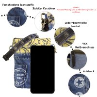Sunsa kleine Umhängetasche aus Jeansstoff & Canvas Mini Jeanstasche