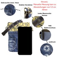 Sunsa kleine Umhängetasche aus Upcycling Jeans & Canvas Mini Jeanstasche