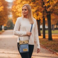 Sunsa kleine Umhängetasche aus Upcycling Jeans & Canvas Mini Jeanstasche