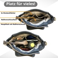 Sunsa Messenger Umhängetasche aus Upcycling Jeans und schwarzem Canvas. Tasche