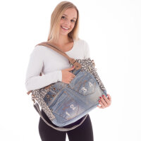 Sunsa Handtasche aus Jeansstoff & Canvas. große...