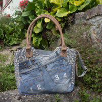 Sunsa Handtasche aus Jeansstoff & Canvas. große Schultertasche/ Shopper