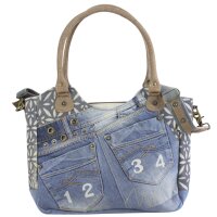 Sunsa Handtasche aus Upcycling Jeans & Canvas....