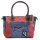 Sunsa große Handtasche aus Jeansstoff & rote Canvas. Schultertasche.