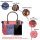 Sunsa große Handtasche aus Jeansstoff & rote Canvas. Schultertasche.