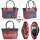 Sunsa große Handtasche aus Upcycling Jeans & rote Canvas. Schultertasche.