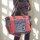 Sunsa große Handtasche aus Upcycling Jeans & rote Canvas. Schultertasche.