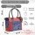 Sunsa große Handtasche aus Upcycling Jeans & rote Canvas. Schultertasche.