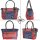 Sunsa große Handtasche aus Upcycling Jeans & rote Canvas. Schultertasche.