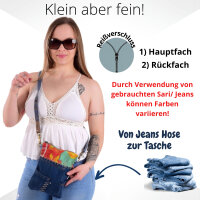 Sunsa kleine Damen Umhängetasche aus Upcycling Jeans & Sari. Tasche