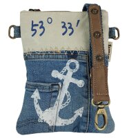 Sunsa beige Canvas-Tasche aus recyceltem Jeansstoff.