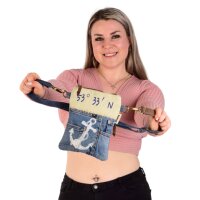 Sunsa beige Canvas-Tasche aus recyceltem Jeansstoff.