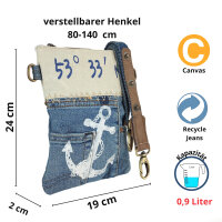 Sunsa beige Canvas-Tasche aus recyceltem Jeansstoff.