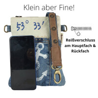 Sunsa beige Canvas-Tasche aus recyceltem Jeansstoff.