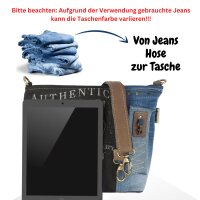 Sunsa Umhängetasche aus Jeansstoff & Canvas. Crossbody mit Vintage Motiv