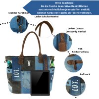 Sunsa Vintage Shoulder Bag Shopper of canvas with leather