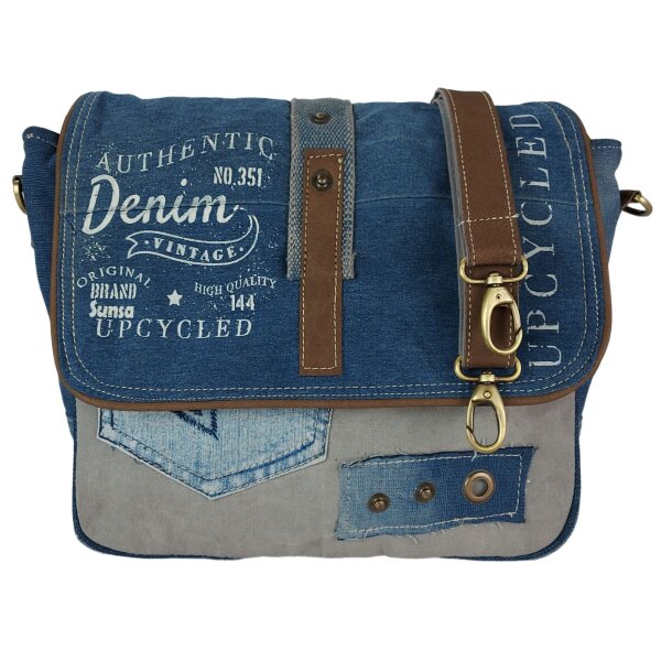 Sunsa Canvas Damen Messengertasche, Upcycling Jeans Umhängetasche