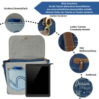 Sunsa Canvas Damen Messengertasche, Jeansstoff-Umhängetasche