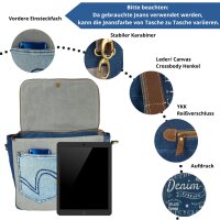 Sunsa Canvas Damen Messengertasche, recycelte Jeans Umhängetasche