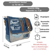 Sunsa Canvas Damen Messengertasche, Upcycling Jeans Umhängetasche