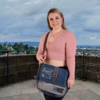 Sunsa Canvas Damen Messengertasche, Upcycling Jeans Umhängetasche