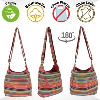 Sunsa Hobo Tasche. Gestreifte Baumwolle Umhängetasche. Vegane Schultertasche. Crossbody bag