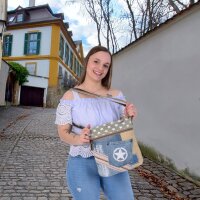 Sunsa Umhängetasche aus Canvas & Jeansstoff. Crossbody Bag