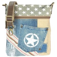 Sunsa Umhängetasche aus Canvas & Upcycling Jeans. Crossbody Bag