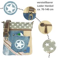 Sunsa Umhängetasche aus Canvas & Upcycling Jeans. Crossbody Bag