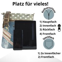 Sunsa Umhängetasche aus Canvas & Upcycling Jeans. Crossbody Bag