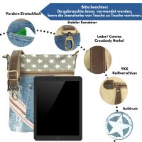 Sunsa Umhängetasche aus Canvas & Upcycling Jeans. Crossbody Bag