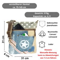 Sunsa Umhängetasche aus Canvas & Upcycling Jeans. Crossbody Bag