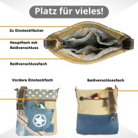 Sunsa Umhängetasche aus Canvas & Upcycling Jeans. Crossbody Bag