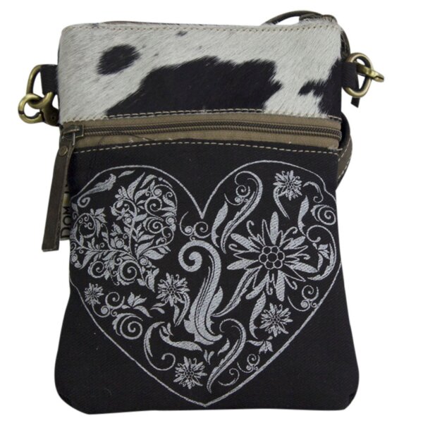 Domelo canvas woman bag small shoulder bag crossbody darkbrown fur