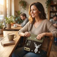 Domelo canvas woman bag small shoulder bag green crossbody brown