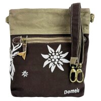 Domelo canvas woman bag small shoulder bag green crossbody brown