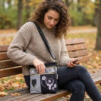 Sunsa Canvas Bag small shoulder bag grey stone washed crossbody black handbag woman