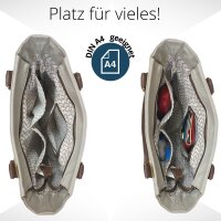Domelo Canvas Handtasche. Schultertasche in beige/braun mit Hirsch-Motiv