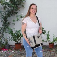 Domelo kleine Canvas Trachtentasche.Canvas Umhängetasche mit Edelweiss & Hopfenmotiv